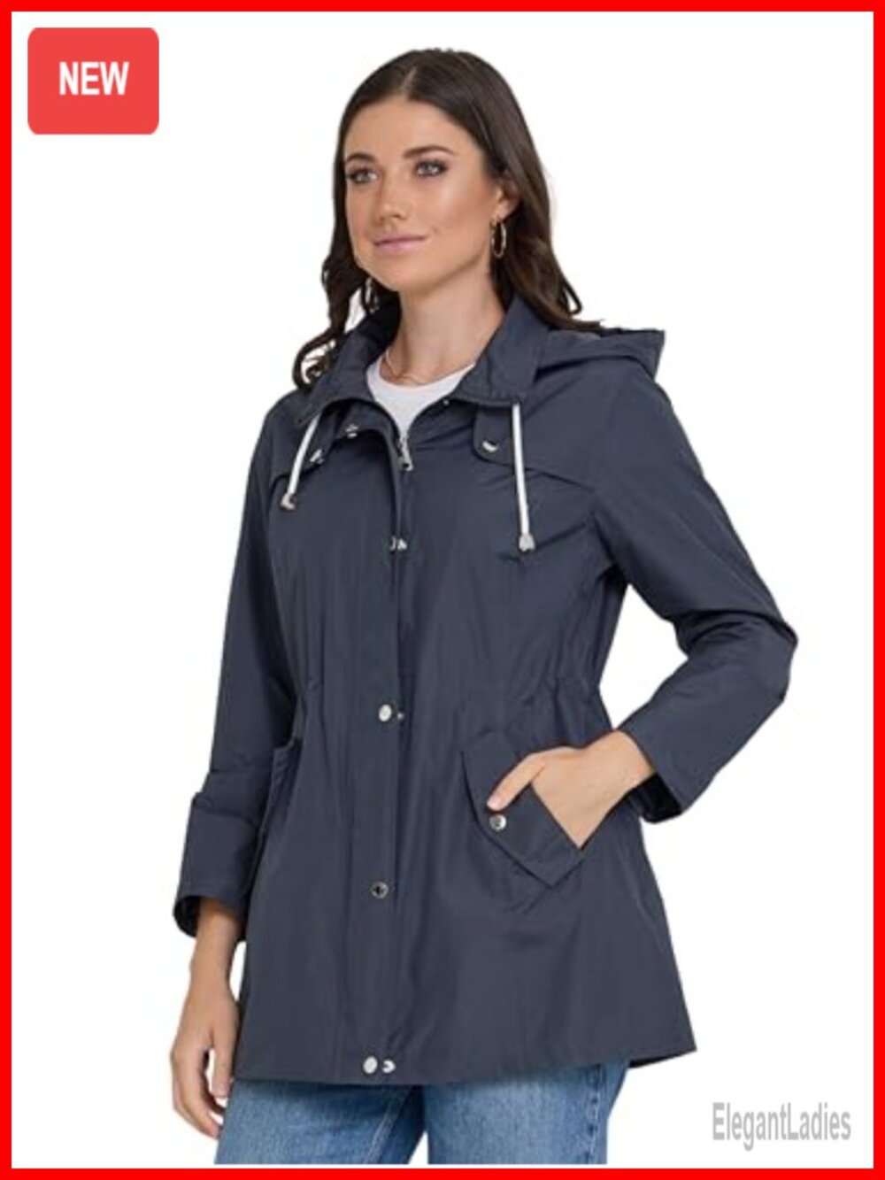 Waterproof Hooded Rain Jacket Windbreaker Anorak Packable